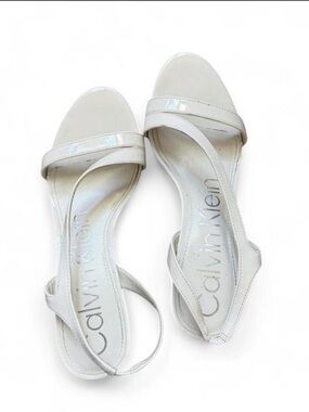 Vintage Calvin Klein Ivory Open-Toe Slingback Kitten Heels